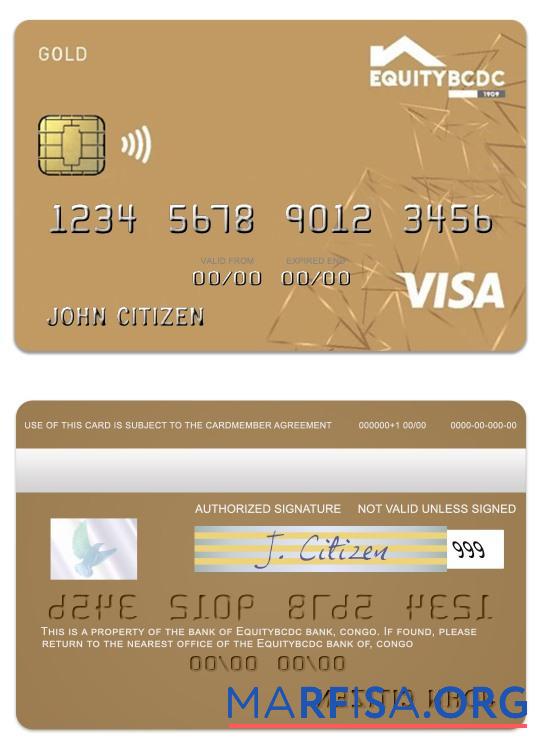 Printable Congo EquityBCDC bank visa debit gold card template